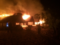 INFERNO: The camp in Sri Lanka where a Sligo couple are staying went up in flames in a matter of minutes.