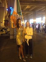 HONOUR: Mona McSharry from Grange, carries the flag for Ireland at the European Games. 