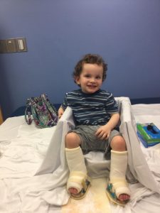 POST OP: Little Rory Gallagher pictured after the operation which his family hope will transform his life by allowing him to walk.