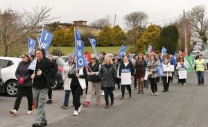PROTEST: Pictured are protestors at Monday’s IMNO lunchtime protest at Cregg House. Pictures by Alan Finn.
