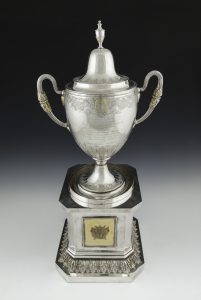 HISTORY: The Collooney Cup stands over 70 centimetres tall from plinth base to lid tip.  The guide price for the cup is €20,000-25,000.  It will be auctioned on April 19.