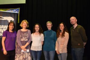 IN VERSE: Pictured at the presentation to the iYeats Competition winners are (l-r) Marie O’Byrne, Director, Hawk’s Well Theatre; Moya Cannon, Judge; Laura Herlihy, Winner - Emerging Category; Breda Spaight, Commended, Niamh Prior, Winner - General Category; and Colin Dardis, 