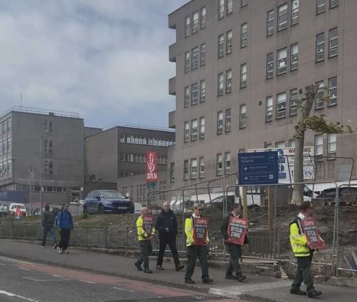 Paramedics striking outside Sligo University Hospital