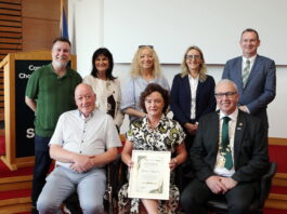 Eileen Magnier, Sandy Kelly and Caroline Currid honoured at Cathaoirleach’s civic reception for their “exceptional contribution to Irish life.”